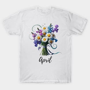 Daisy Flower Shirt, April Birth Month, Vintage Watercolor Floral Tshirt, Mothers Day Gift, Boho Gargden Tee, Cottagecore Flower TShirt T-Shirt